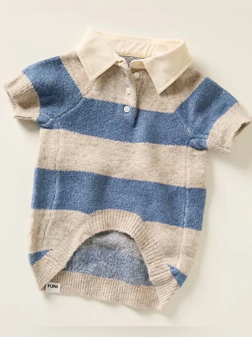 Furb By Anthropologie Striped Rugby Pet Sweater Sz L